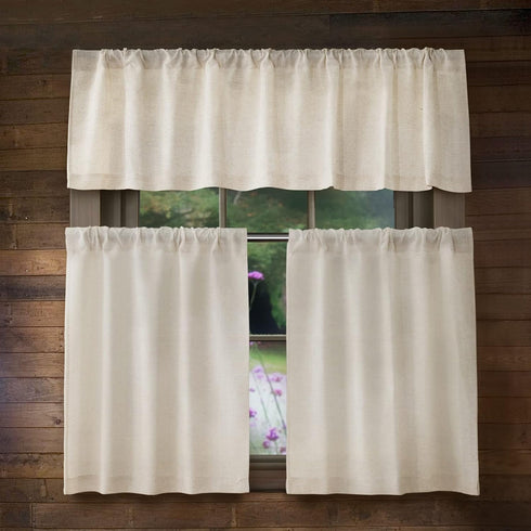 Valea Home Linen Valance for Kitchen Rod Pocket Rustic Farmhouse Crude Window Curtain Valances 18 inch Length for Bathroom Living Room, Natural, 1...