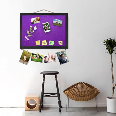 Purple Bulletin Boards Cork Board with Felt, 15"x11" Small Display Pin Board Vision Board for Walls, Jewelry, Notes, Collection, Photos, Office, W...
