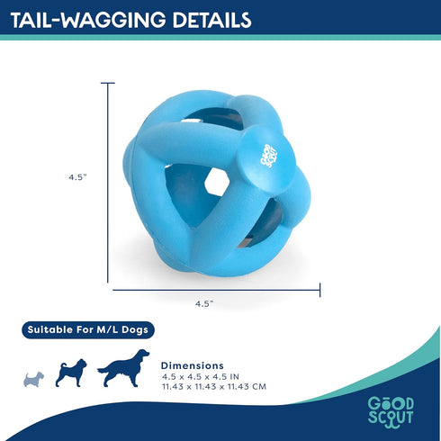 Good Scout Cage Ball Dog Fetch Toy, Indoor and Outdoor Rubber Dog Toy for Medium and Large Dogs...