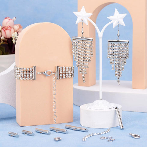 Beadthoven All 6 Size Slide On End Clasps with Extender Chains Jump Rings Lobster Clasps Cord Tube Crimp Ends Findings for Multi-Strand Necklace B...