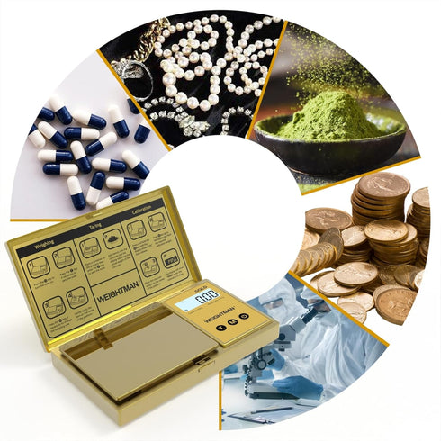 WEIGHTMAN Digital Scale Gram, 200g/0.01g Pocket Scale Gold Titanium Plating, LCD Backlit Display, Mini Jewelry Scale with 6 Units, Auto Off, Tare ...