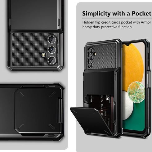 Vofolen for Galaxy A13 Case Wallet Cover 4-Card Credit Card Holder ID Slot Scratch Resistant Dual Layer Hybrid Protective Hard Shell Rugged TPU Bu...