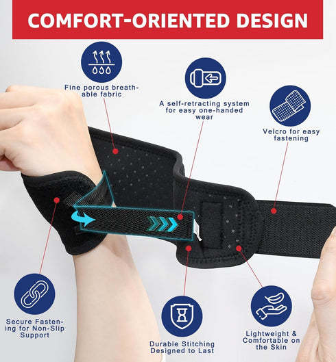 HiRui Wrist Brace Wrist Wraps, Compression Wrist Straps Wrist Support for Workout, Tendonitis, Recovery, Carpal Tunnel Arthritis, Pain Relief - Ad...
