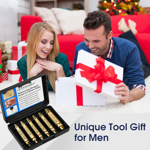 Damaged Screw Extractor Kit Stripped Screw Extractor Set DIY Hand Tools Gadgets Gifts for Men Broken Bolt Extractor Remover Sets, 6PC HSS Drill Bi...