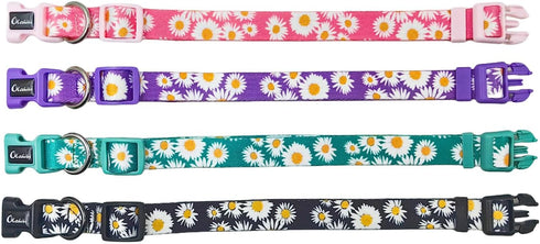 Dog Collar and Leash Set, Cute Daisy Pattern, Polyester Material, 5ft Leash, for Puppy Dogs.(Extra Small,Green Daisy)...
