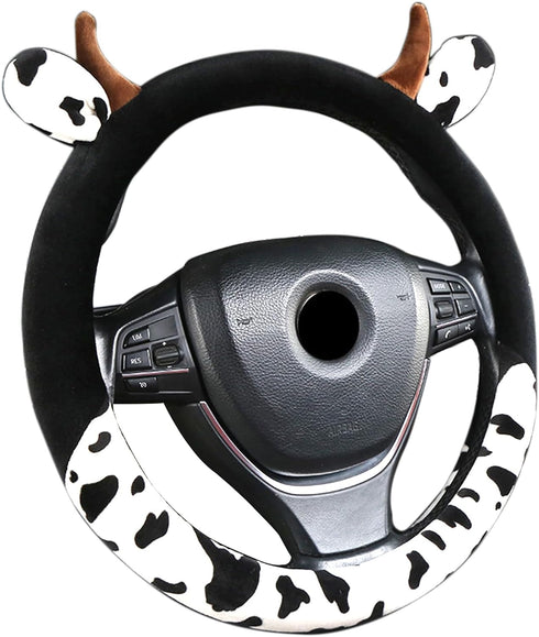 Cow Print Steering Wheel Cover, Universal 14.5 to 15 Inch Anti Slip and Sweat Absorption Comfortable Auto Steering Wheel Cover, Cute Cow Car Acces...