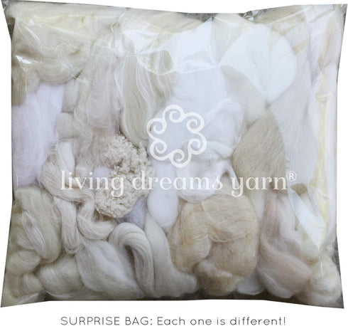 Assorted White Merino Roving Ends & Mixed Fiber Waste - Bulk Top Fiber for Felting, Spinning, Blending & Hand Dyeing...