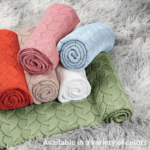 Baby Blanket 100% Cotton Soft Breathable Knit Cellular Receiving Swaddle for Newborn Infant Boy Girl, Green 30"x 40"...