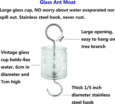 Vintage Clear Glass Ant Moat for Hummingbird Feeder...