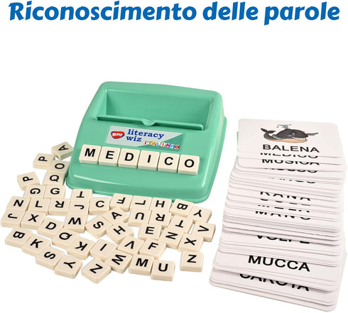 BOHS Italian Literacy Wiz Fun Game - See and Hide Spelling - 60 Flash Cards - Preschool Language Learning Educational Toys...