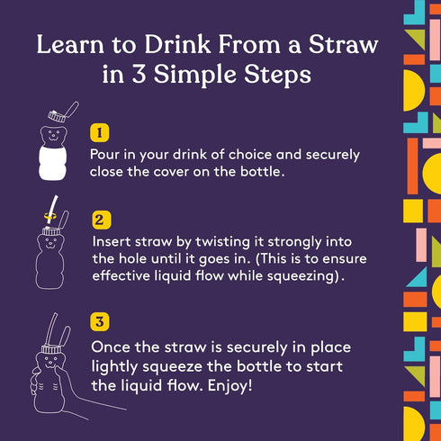 Special Supplies Honey Bear Straw Cup For Babies, 3-Pack Squeezable Therapy and Special Needs Assistive Drink Container, Spill Proof and Leak Resi...
