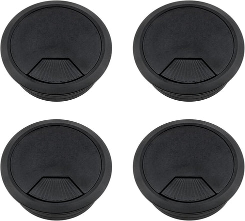 Lovelysp 2-3/8 inch Table Wire Cable Ring Hole Cover for Office PC Desk Cable Cord Organizer Plastic Cover (Open Hole 60mm Wire Box Black)-4PCS...