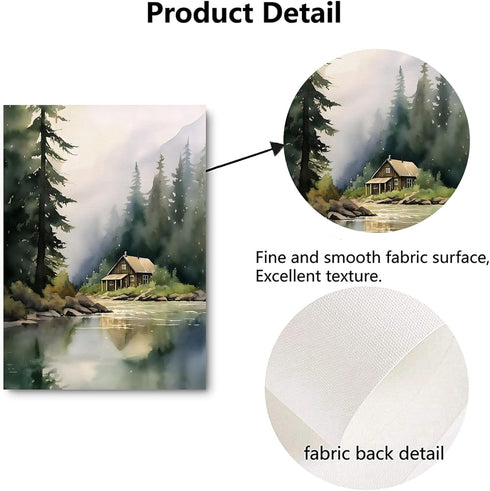 Natural Scenery Wall Art Tree Landscape Painting River Nature Picture Modern Scenery Painting Decor Landscape Canvas Wall Art Natural Mountain Pic...