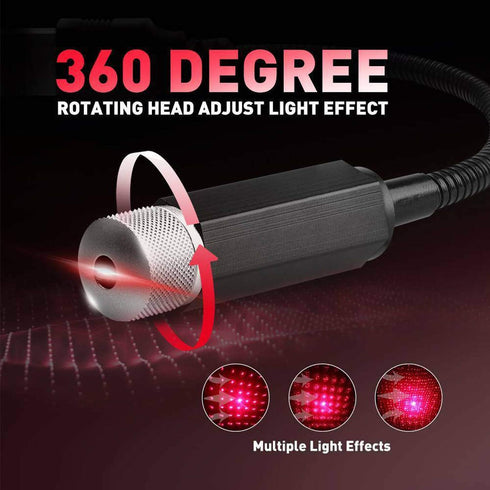 Mini Led Star Projector Night Light, Red Interior Car Lights, Adjustable USB Night Light, Romantic Auto Roof Ceiling Lamp for Bedroom, Ceiling and...
