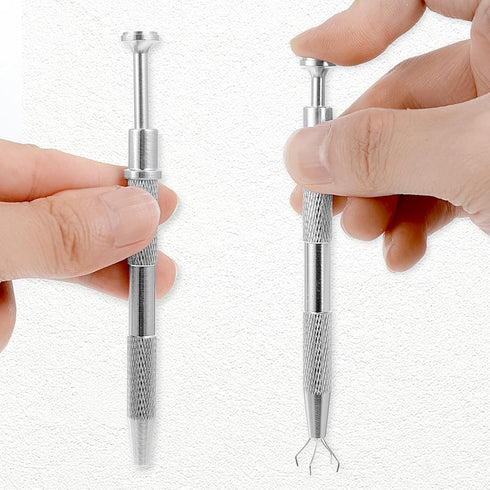 3Pcs 4 Prongs Jeweler's Pick up Tool, Stainless Steel Piercing Ball Grabber Tool, 4-Claw Pick up Tool for Small Parts Pickup, Pick Up Tool for Tin...