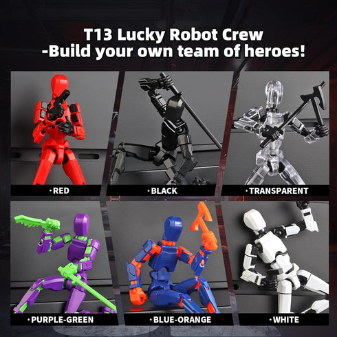 T13 Action Figure Set?6PCS Robot 13 Action Figure Dummy 3D Printed Toy Articulated Lucky for Modeling Collector Birthday Gift for Kid 3-8 Year?Req...