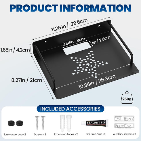 Floating Shelf For Projector Aluminum Alloy, Wifi Router Wall Mount Shelf, Cable Box Shelf For Wall Mounted Tv, Dvd Player Shelf, Shelf For Projec...