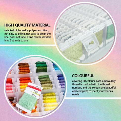 80 Colors Embroidery Floss Friendship Bracelet String Craft Cross Thread 1 Box Sewing Embroidery Thread for Bracelet Crafts Making......