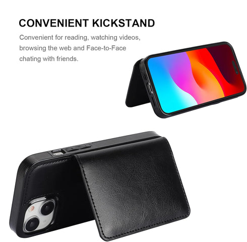 KIHUWEY Compatible with iPhone 15 Wallet Case Credit Card Holder, Premium Leather Kickstand Flip Hidden Magnetic Clasp Durable Shockproof Protecti...