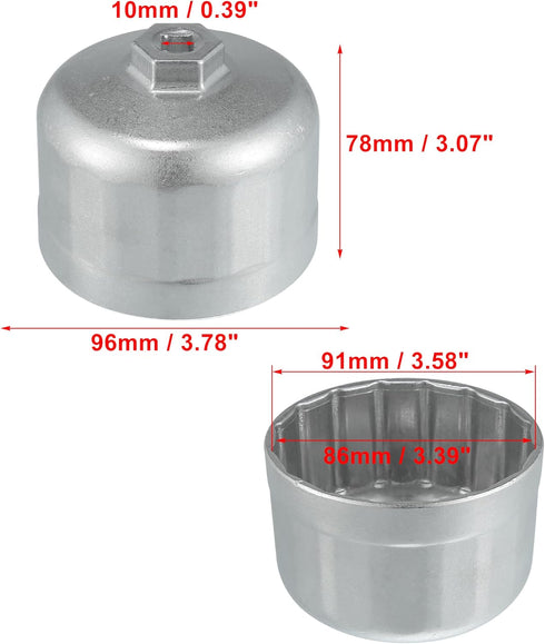 X AUTOHAUX 86mm 16 Flutes Car Oil Filter Wrench Oil Filter Socket Wrench Housing Cap Socket Remover Tools for BMW for Volvo Silver Tone...
