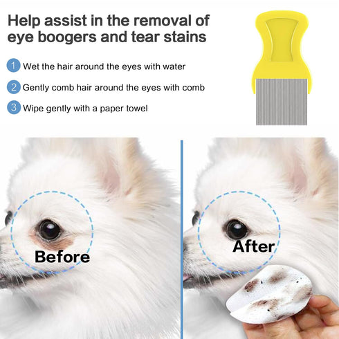 4Pack Pet Grooming Brush Kit, Aoche Dog Bath Brush Flea Comb for Dogs Pet Shampoo Brush Soothing Massage Rubber Comb Flea Lice Comb Cat Tear Stain...