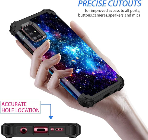 Miqala for Galaxy A51 5G Case,Glow in The Dark Three Layer Heavy Duty Shockproof Full Body Hard Plastic Bumper+Soft Silicone Protective Case for S...