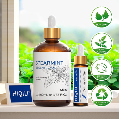 HIQILI 100ML Spearmint Essential Oil for Skin Care -100% Pure Treatment Grade - 3.38 Fl Oz....