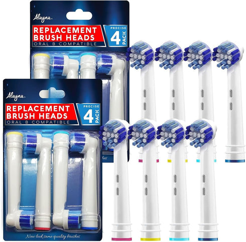 Replacement Brush Heads Compatible with OralB Braun- Pack of 8 Professional Electric Toothbrush Heads- Precision Refills for Oral-b 7000, Clean, O...