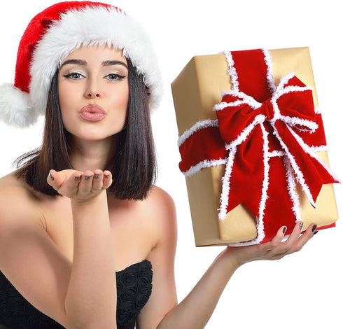 2 Rolls Christmas Velvet Ribbons Decorative Ribbons Rolls Craft DIY Ribbon Fabric Cloth Ribbon Wire Edge Ribbons for Craft Christmas Holiday Decor...