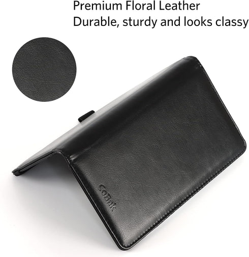 CoBak Premium Leather Checkbook Cover - RFID Blocking, Classic Design, Slim & Durable - Perfect for Personal & Business Checks...