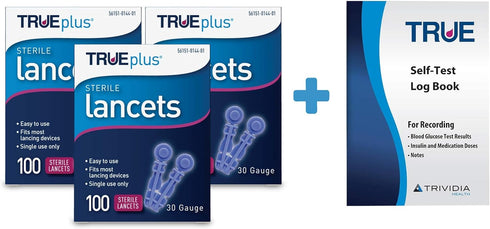 3 x 100ct 30g TRUEplus® Lancets + TRUEplus® Log Book...