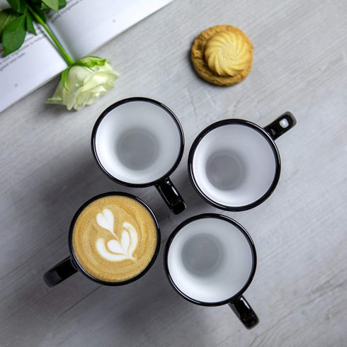 City to Cottage Handmade Black and White Polka Dot Ceramic Coffee, Tea, Latte Mug, Cup with Large Handle, Unique 7 oz / 200ml Designer Pottery for...