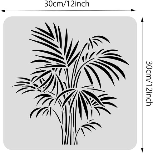 BENECREAT 12x12" Tropical Plant Painting Stencils, Leaf Pattern Reusable Plastic Drawing Stencils DIY Square Templates for Painting on Scrapbook F...