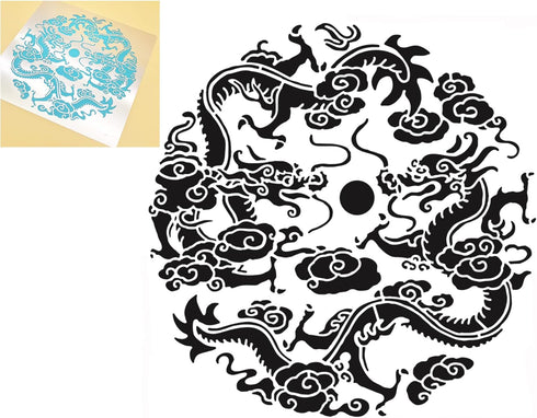Alinacutle Two Dragons Metal Stencils,Wood Burning Stencils,Stainless Steel Stencils Kit,Templates Tool for Wood Carving,Engraving and Scrapbookin...