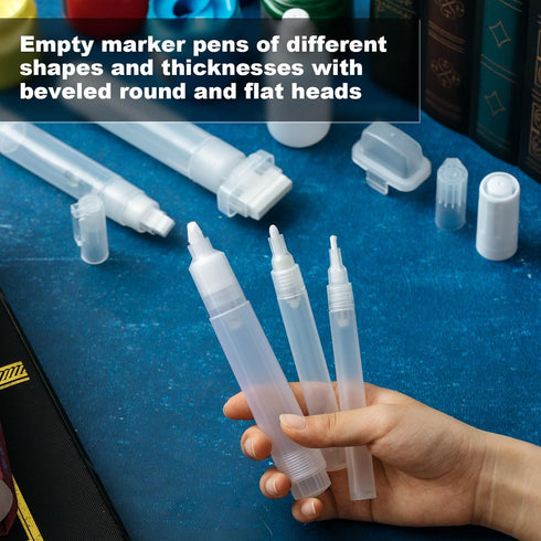 11 Pcs Refillable Paint Pen 6mm 3mm 8.5mm 10mm 15mm 30mm Blank Acrylic Graffiti Markers Empty Refillable Paint Drawing Marker with 11 Pcs Replace ...