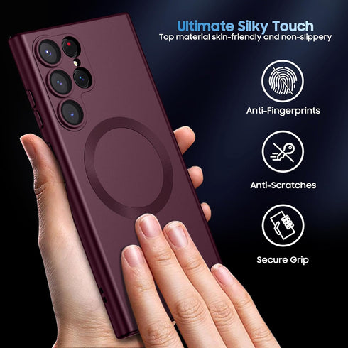 Matte for Samsung Galaxy S22 Ultra Case, Compatible with MagSafe, Slim Thin Magnetic Cover with Built-in Camera Lens Protector Shockproof Phone Sh...