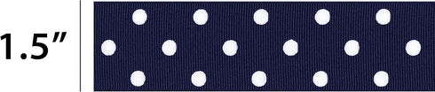 Offray 153091 1.5" Wide Grosgrain Craft and Decorative Ribbon, 9-Foot Spool, Navy Blue Polka Dot...