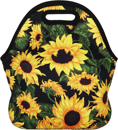 Violet Mist Neoprene Lunch Bag Insulated Reusable Sunflower Lunch Box Floral Lunch Bag Lunch Bags Tote Thermal Lunchbags Lightweight Food Handbags...
