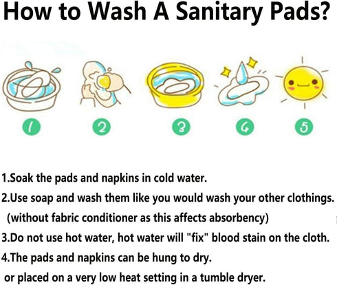 7pcs Pack Cloth Pads Including 1pc Mini Wet Bag +6pcs Bamboo Charcoal Cloth Reusable Menstrual Pads/Reusable Sanitary Pad/Mama Panty Liners (All R...