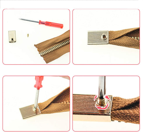 ONLYKXY 20 Pieces Metal Zipper Stopper, Rectangle Style Zipper Tail Clip (Light Golden)...