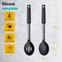 Pack of 2 Large Silicone Cooking Spoons,Non Stick Solid Basting Spoon,Heat-Resistant Kitchen Utensils for Mixing,Serving,Draining,Stirring (Black)...