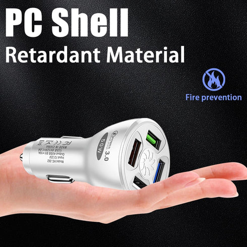 USB Car Charger, 4 Ports 50W with QC 3.0 Super Fast Charging, Cigarette Lighter USB Charger Adapter, Car Accessories, Compatible with Pro Max Andr...
