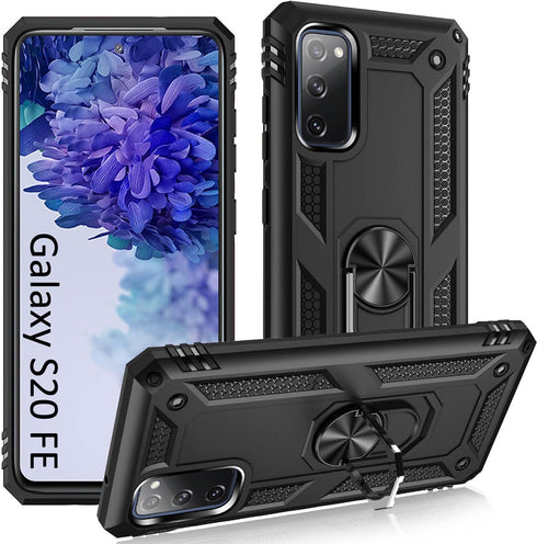 Samsung Galaxy S20 FE Case - Military Grade, Heavy Duty with Ring Holder Stand & Magnet Car Mount - Black...