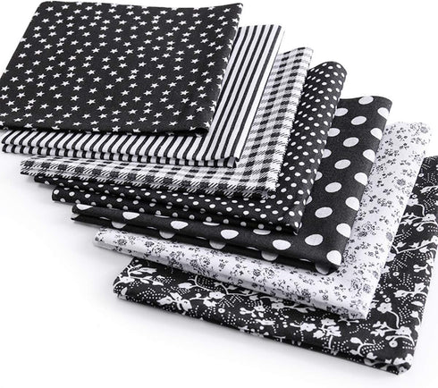YOLUFER DIY Cotton Fabric Bundle 19.7 x 19.7 Inches, 7PCS Different Pattern, Squares Patchwork Material for Sewing Quilting Scrapbooking. (Black)...