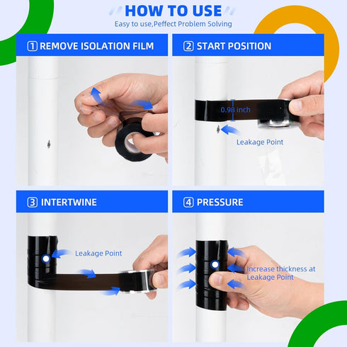 2 Rolls Self Fusing Silicone Tape 1in x10ft Waterproof Rubber Tape, Water Hose Leak Seal Tape, Rescue Tape,Pipe Plumbing Hose Repair Tape for Cabl...