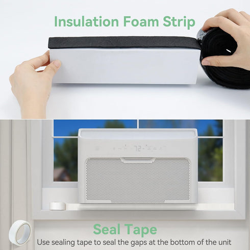 Window Air Conditioner Foam Block, 2 Pack U-Shaped Window AC Side Foam Block,Air Conditioner Insulation Foam Block with Foam Strip for U-Shaped Wi...