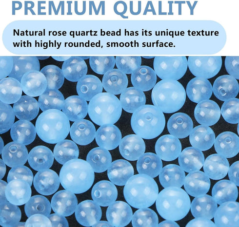 105 Pcs Natural Rose Quartz Beads Kit Gemstone Round Loose Beads Crystal Energy Healing Stones with Elastic String for DIY Jewelry Bracelet Neckla...