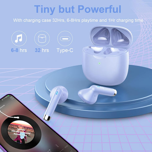 Wireless Earbuds, Bluetooth 5.3 Headphones in Ear with Noise Cancelling Mic, Earbuds Stereo Bass, IP7 Waterproof Sports Earphones, 32H Playtime US...