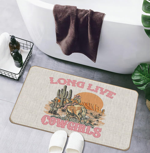 Western Door Mat,Long Live Cowgirls Cowgirl Front Door Mat Indoor Outdoor Entrance,Western Cowgirl Dorm Room Decor,17"X30"...
