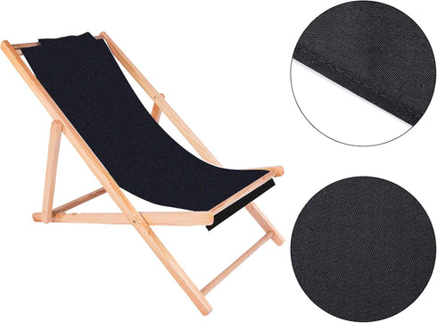 AHANDMAKER Beach Sling Chair Replacement Fabric, Black Casual Simple Beach Chair Replacement Oxford Cloth for Home Beach Chair Protect Replacement...